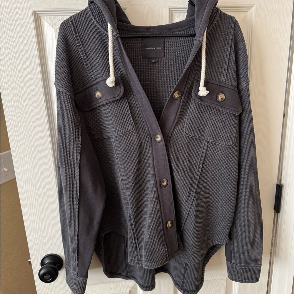 American Eagle Outfitters Charcoal Waffle Hoodie
